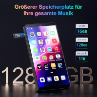 144GB MP3 přehrávač s Bluetooth a WiFi, MP3 hudební přehrávač s fotoaparátem, Oilsky 5,5palcový 1080P dotykový MP4 přehrávač, An